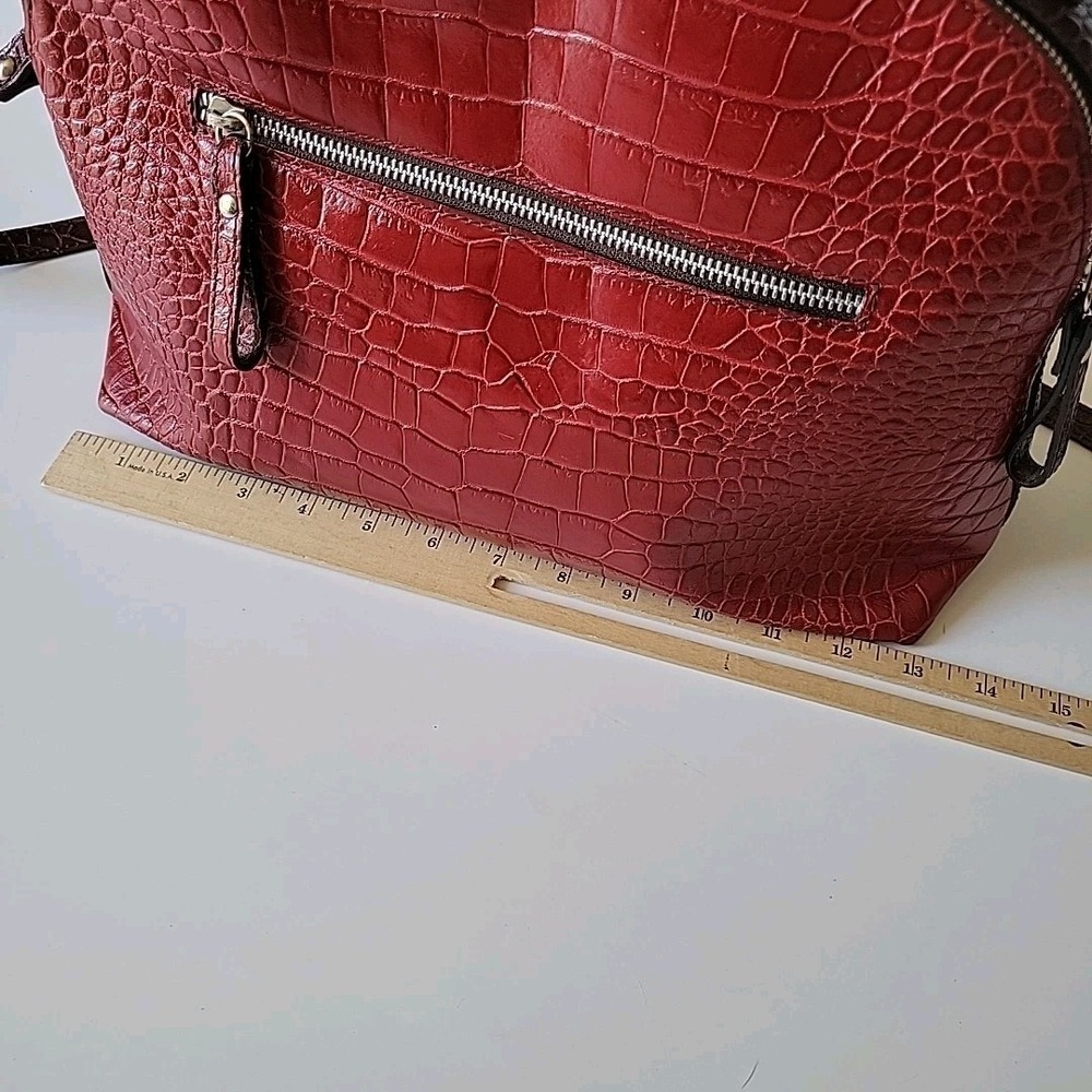 Niquea.D Satchel Shoulder Bag Embossed Italian‎ Leather Top Handle Statement - Picture 9 of 16